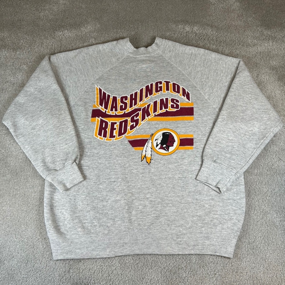 Vintage 90s Tultex Washington Redskins Sweatshirt Men's Large Gray USA Made NFL‎